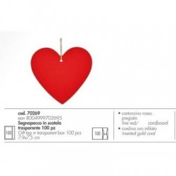 SEGNAPACCO CARTONCINO CUORE ROSSO C/FILO 100pz