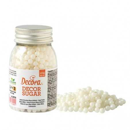 PERLE IN ZUCCHERO 100gr BIANCO BRILLANTE 5mm