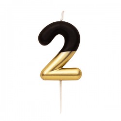 CANDELINA NUMERO 2 NERO/ORO 10,5cm