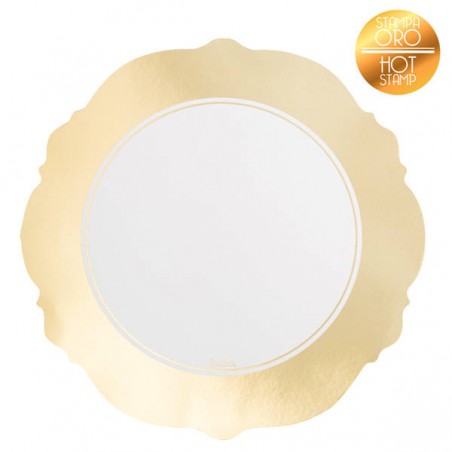 SOTTOBICCHIERI LIBERTY BIANCO/ORO ø10cm 6pz