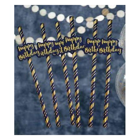CANNUCCE CARTA COMPLEANNO ELEGANCE BLUE 6pz