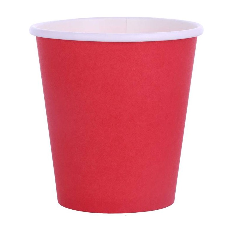 BICCHIERI 200cc CARTA BIODEGRADABILI ROSSO 25pz