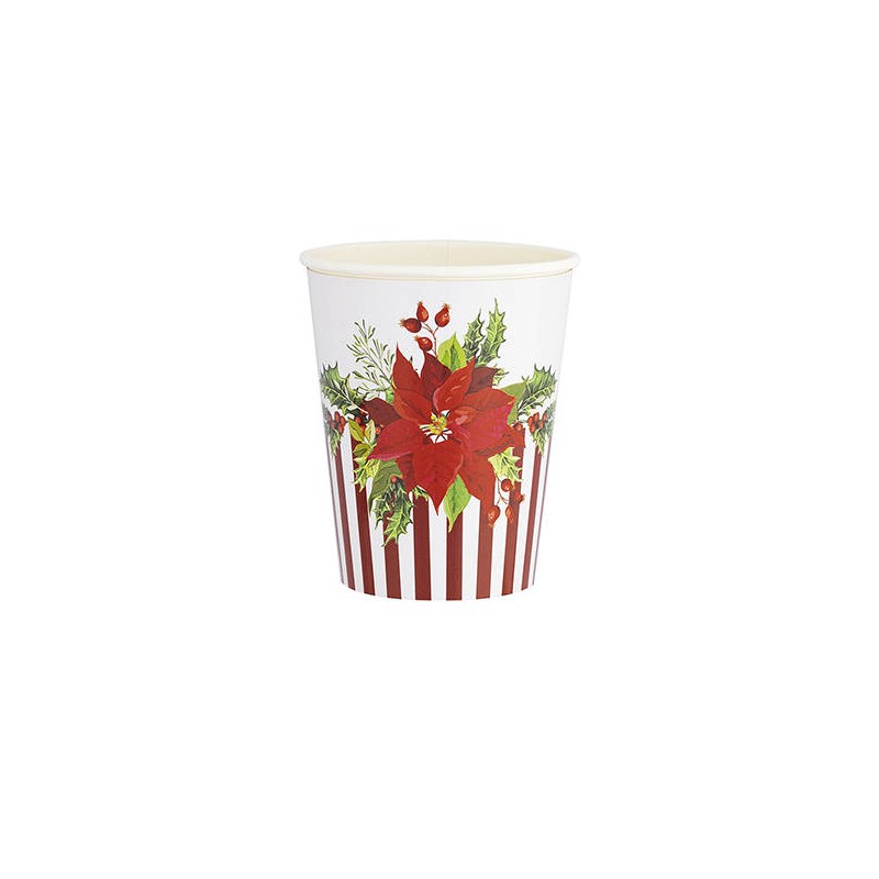 BICCHIERI 250cc E8 CHRISTMAS FLOWER 8pz