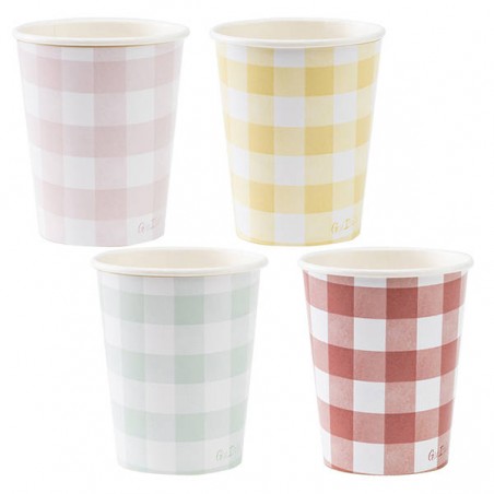 BICCHIERI 250cc DAMIER COLORI ASSORTITI 8pz