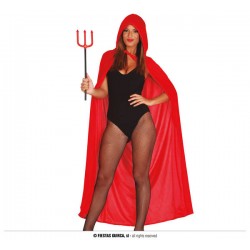 MANTELLO VELLUTO ROSSO CON CAPPUCCIO 130cm