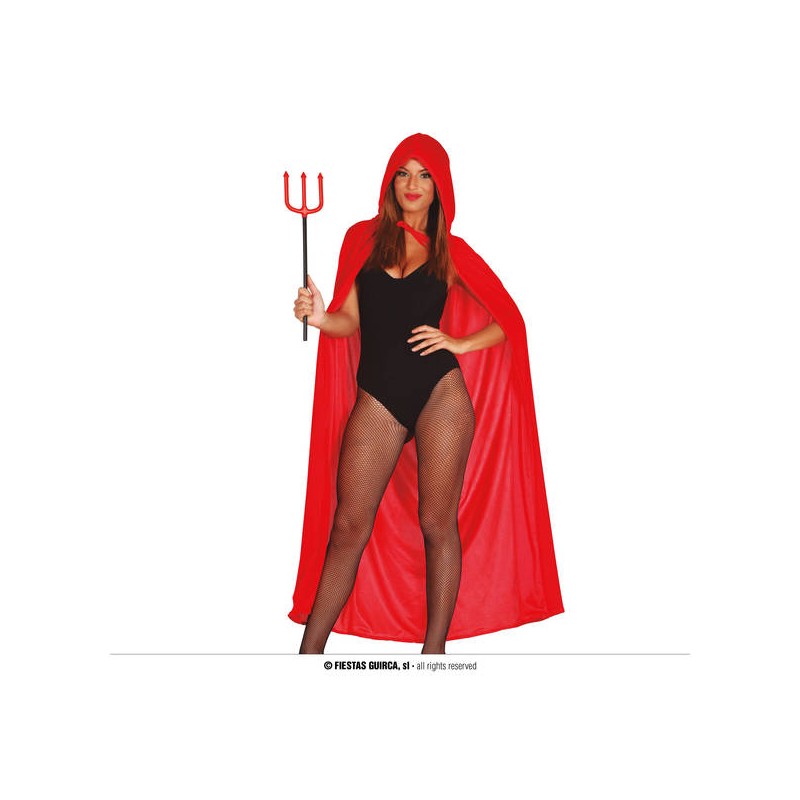 MANTELLO VELLUTO ROSSO CON CAPPUCCIO 130cm