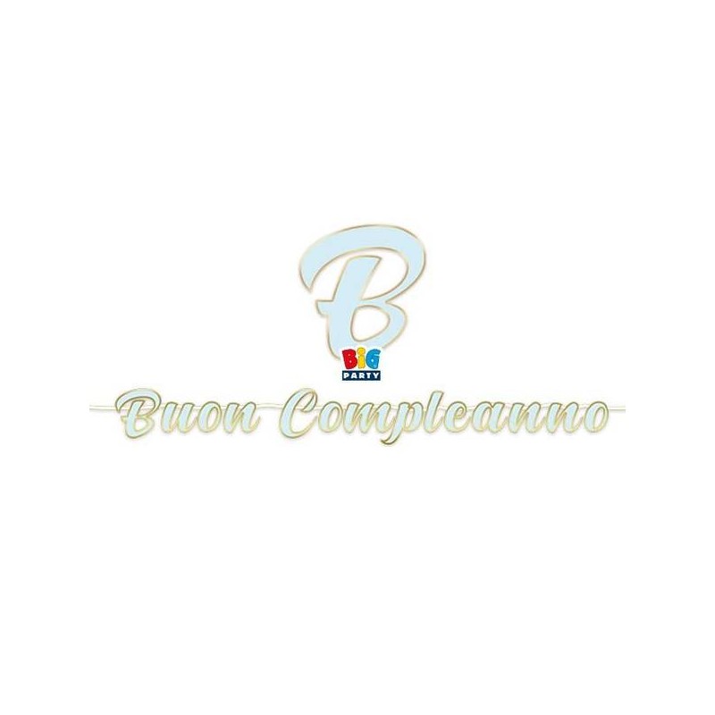 FESTONE ITALIC BUON COMPLEANNO CHIC CELESTE cm25x6mt
