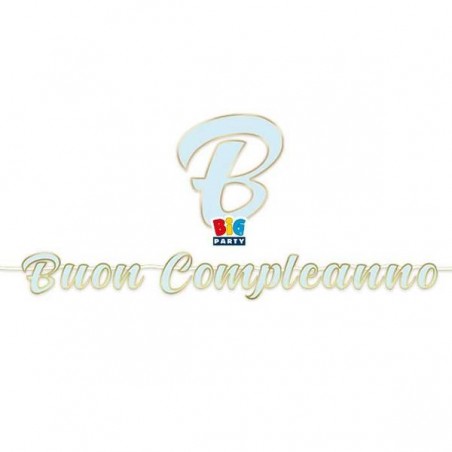 FESTONE ITALIC BUON COMPLEANNO CHIC CELESTE cm25x6mt