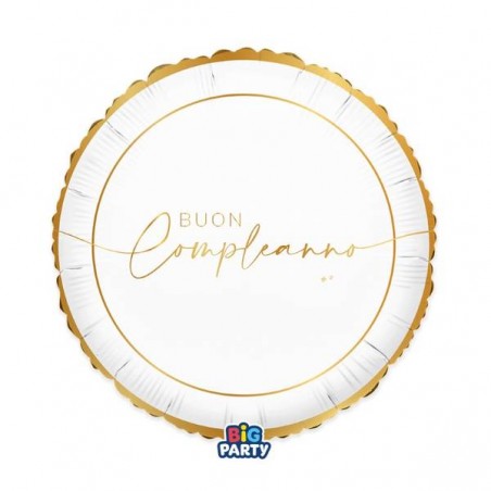 PALLONE MYLAR TONDO 45cm BUON COMPLEANNO GOLD