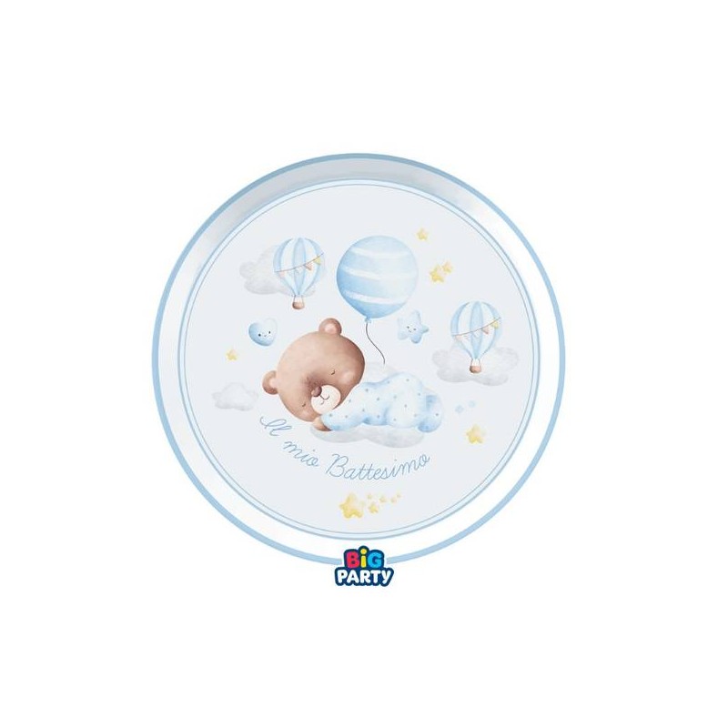 PIATTI ø18cm BATTESIMO BABY BEAR CELESTE 6pz