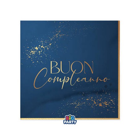 TOVAGLIOLI 33x33 BUON COMPLEANNO BLUE NAVY 16pz