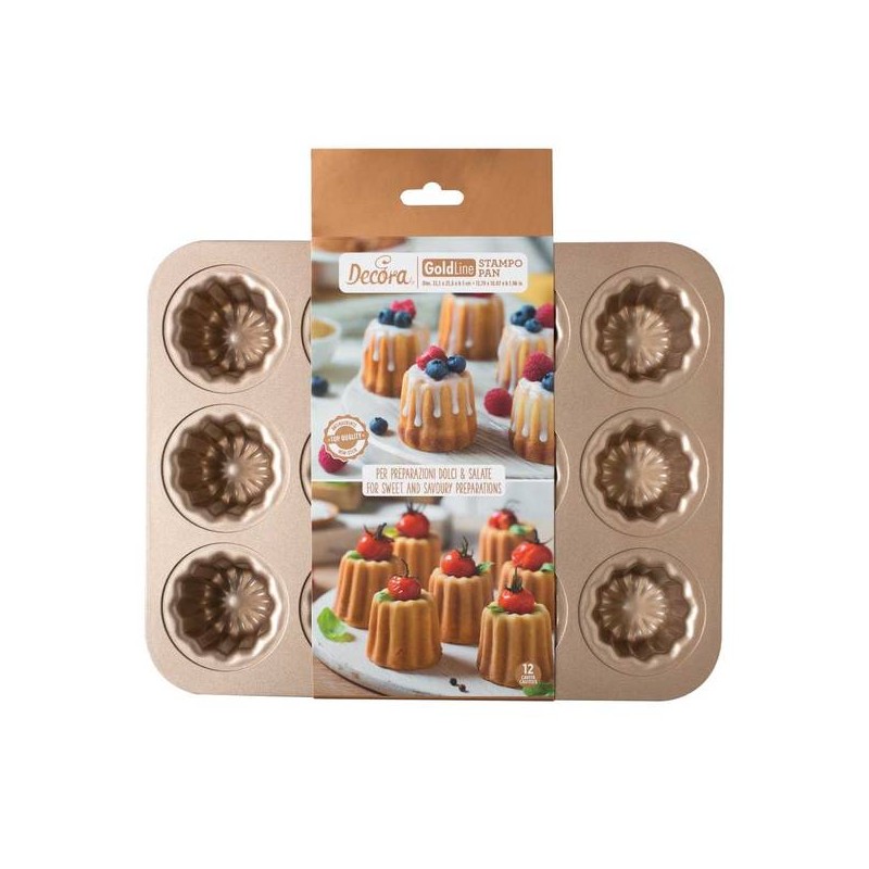 STAMPO TORTINE CANNELÉ 32,5x25,6x5cm 12 CAVITA' ROSEGOLD DECORA
