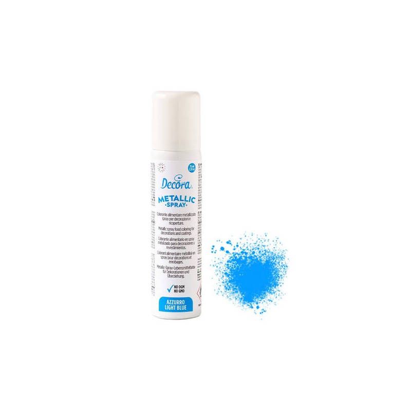 COLORANTE ALIMENTARE SPRAY METALLIZZATO AZZURRO 75ml NO E171 DECORA