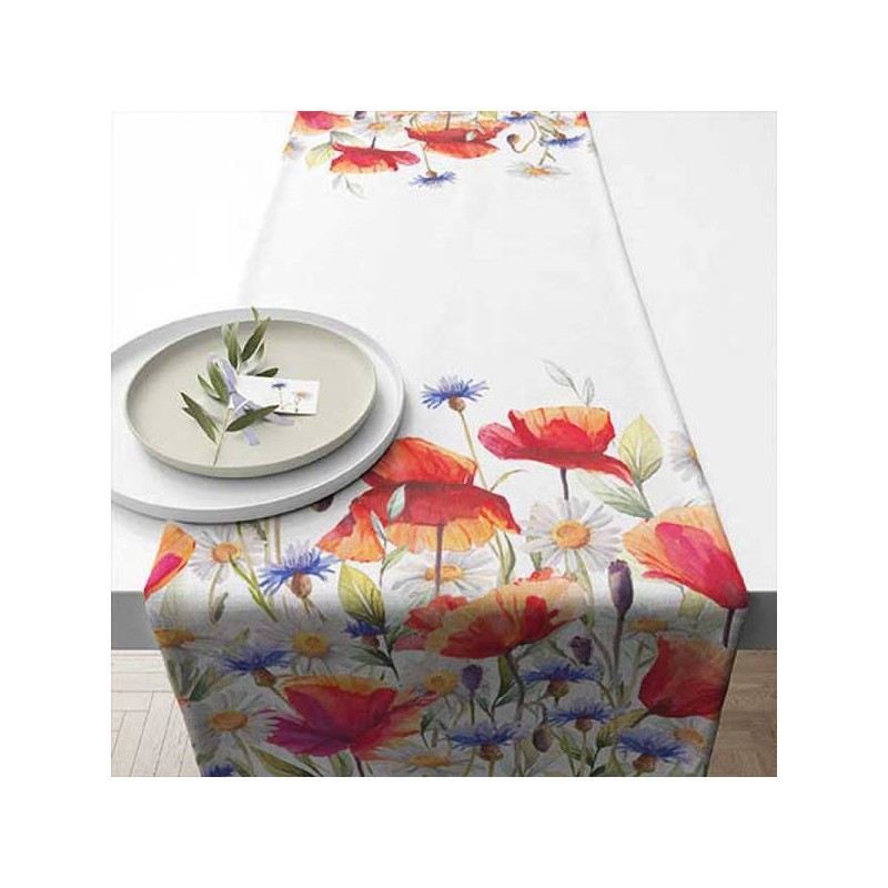 TABLE RUNNER 40x150cm POPPIES AND CORNFLOWERS