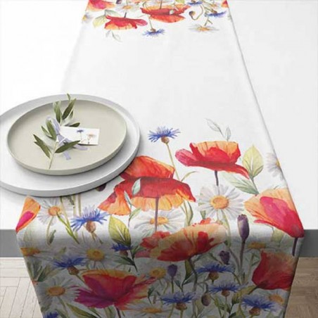 TABLE RUNNER 40x150cm POPPIES AND CORNFLOWERS