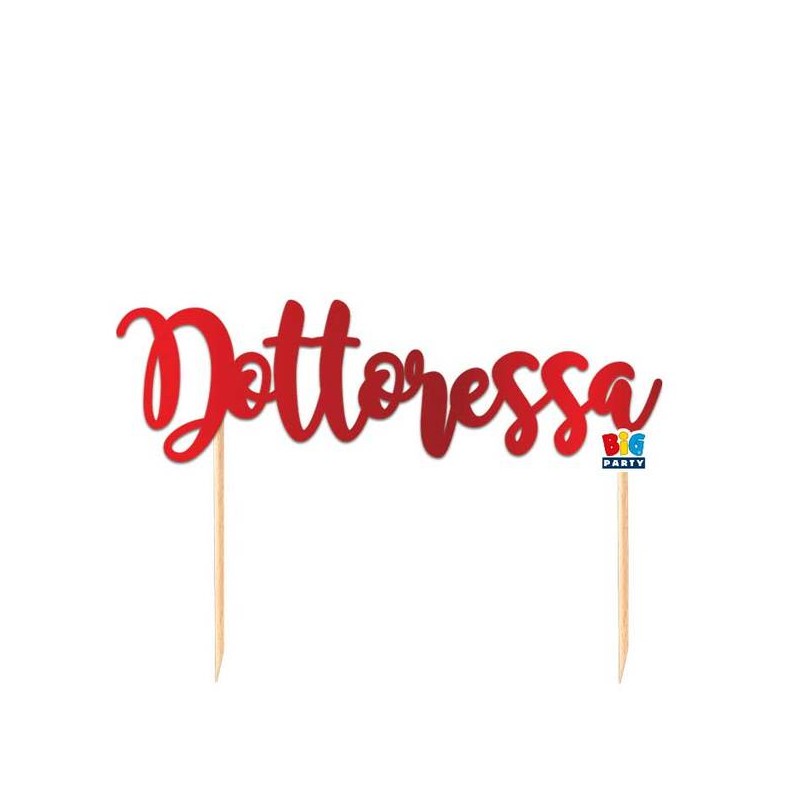 CAKE TOPPER ITALIC DOTTORESSA 20x14cm ROSSO