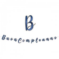 FESTONE ITALIC BUON COMPLEANNO BLU GOLD METAL cm15x3mt