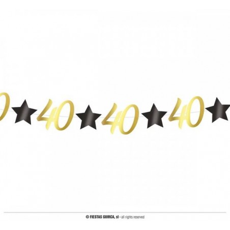 FESTONE COMPLEANNO STELLE ORO NERO 40anni 3mt
