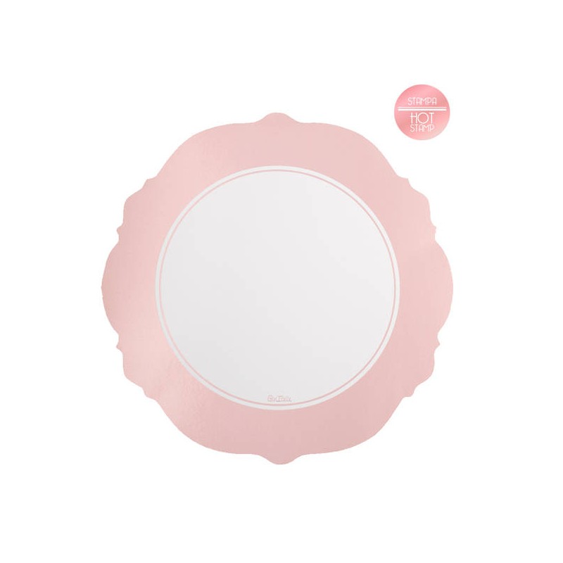 SOTTOPIATTI LIBERTY ø33 BIANCO BORDO ROSEGOLD METAL 4pz