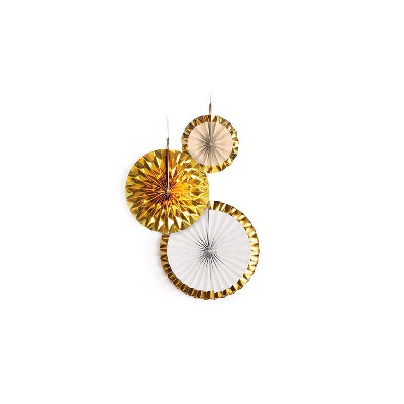 FESTONE SET 3 PENDENTI VENTAGLIO ø18/30/38cm ORO 3pz