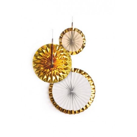 FESTONE SET 3 PENDENTI VENTAGLIO ø18/30/38cm ORO 3pz