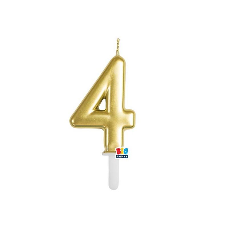 CANDELINA NUMERO 4 TINY PLUMP ORO METAL 7cm