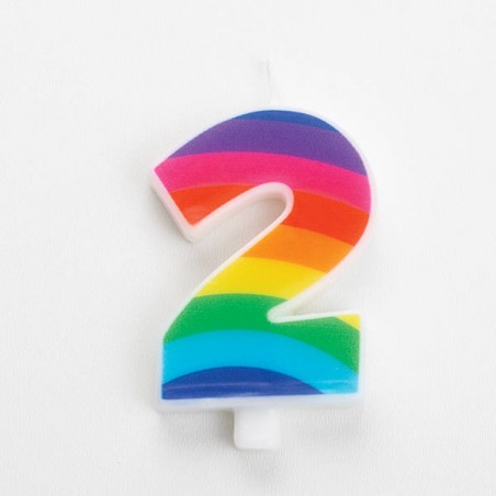 CANDELINA NUMERO 2 SCINTILLANTI RAINBOW 9,5cm