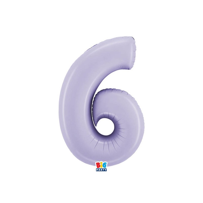PALLONE NUMERO 6 MYLAR 102cm 40 LILLA