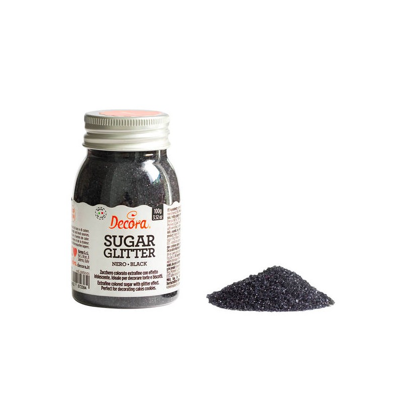 ZUCCHERO GLITTERATO NERO 100gr DECORA