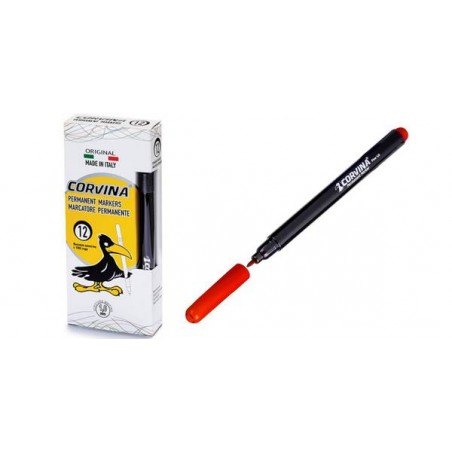 PENNARELLO CORVINA 1mm MARCATORE PERMANENTE ROSSO 12pz