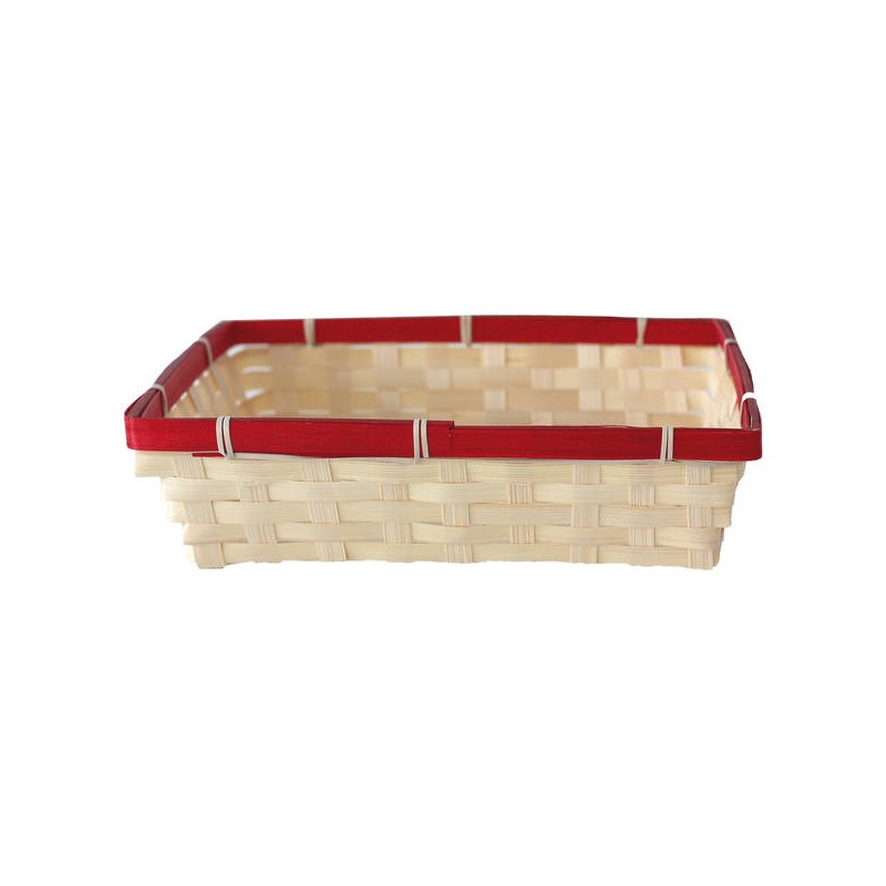 CESTO RETTANGOLARE BAMBÙ NATURALE ROSSO 30x25x8cm CEN01236