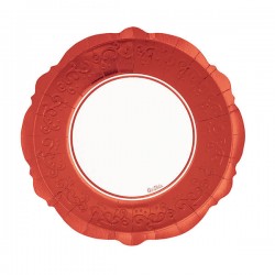 PIATTI LIBERTY ø27cm BIANCO BORDO ROSSO MET 8pz
