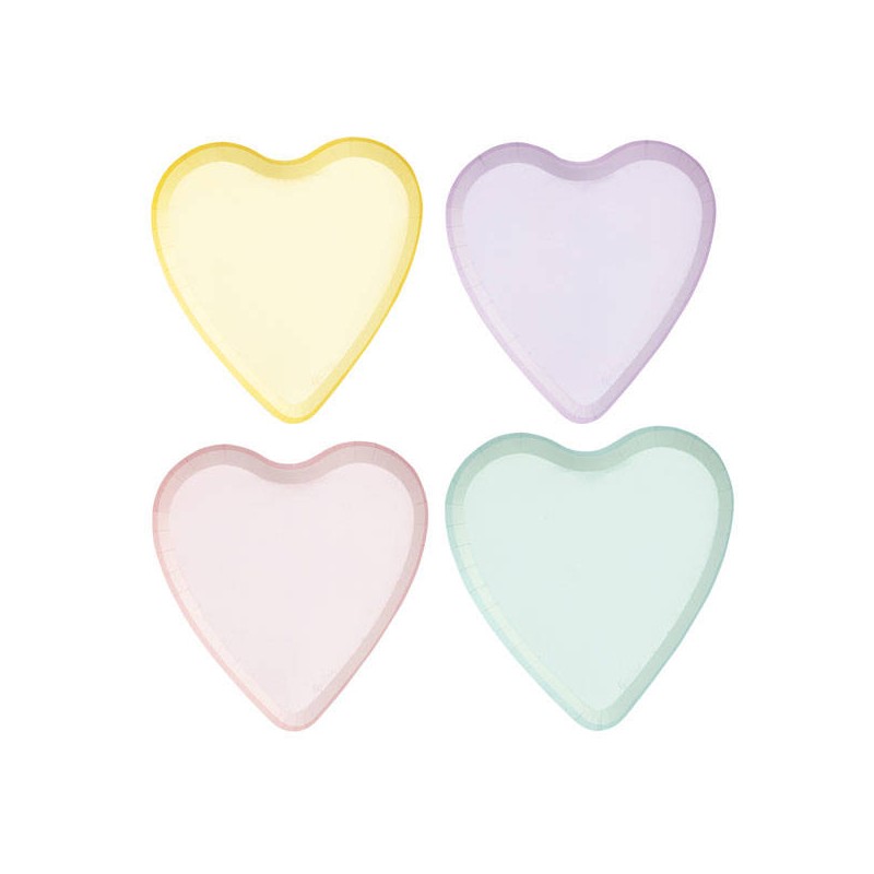 PIATTI 17x18cm CANDY HEARTS 4 COL.PASTELLO 8pz