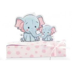 SCATOLA C/ELEFANTE MAMMA-BIMBA 10x3xH7,5cm 10pz
