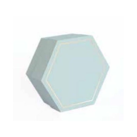 SCATOLA ESAGONALE C/DIVISORE INT. DUE SCOMPARTI 8x8x4cm 10pz ORO/SALVIA