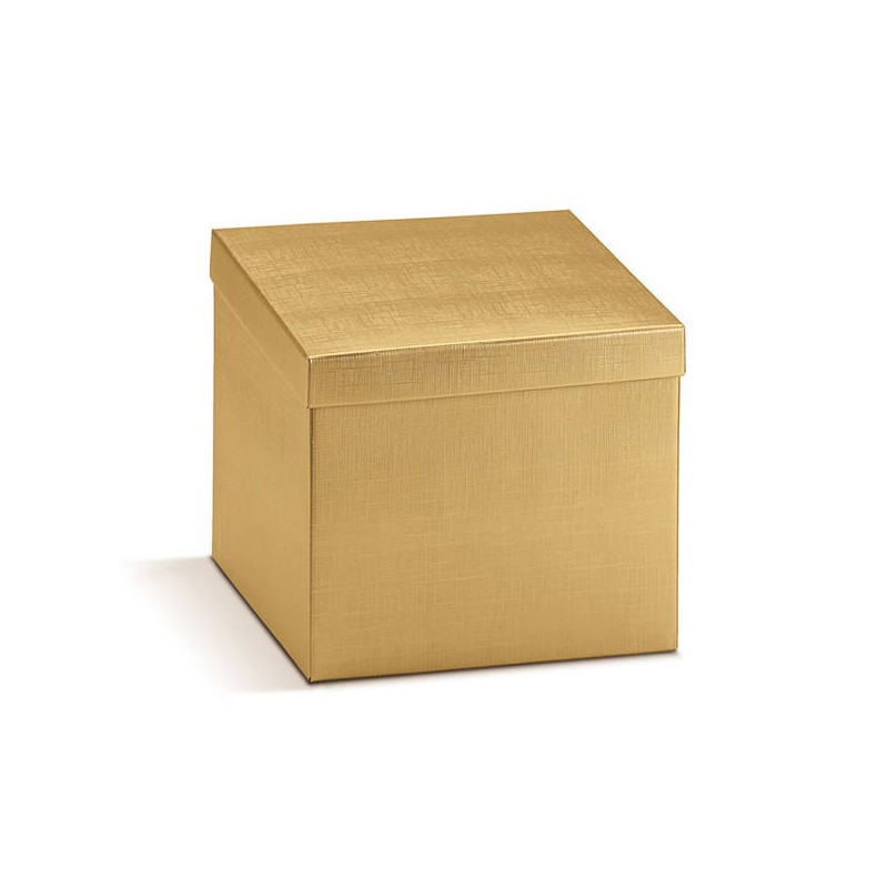SCATOLA F/COPERCHIO 20x20x19cm SETA ORO