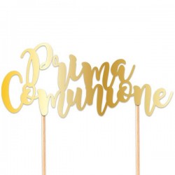 CAKE TOPPER PRIMA COMUNIONE 20x16cm GOLD METAL