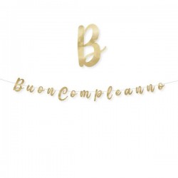 FESTONE ITALIC BUON COMPLEANNO GOLD METAL cm15x3mt