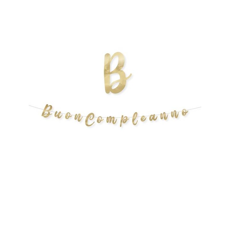 FESTONE ITALIC BUON COMPLEANNO GOLD METAL cm15x3mt