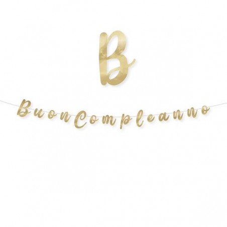 FESTONE ITALIC BUON COMPLEANNO GOLD METAL cm15x3mt