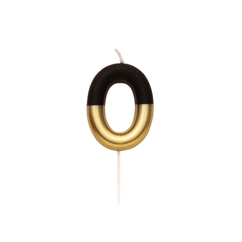CANDELINA NUMERO 0 NERO/ORO 10,5cm