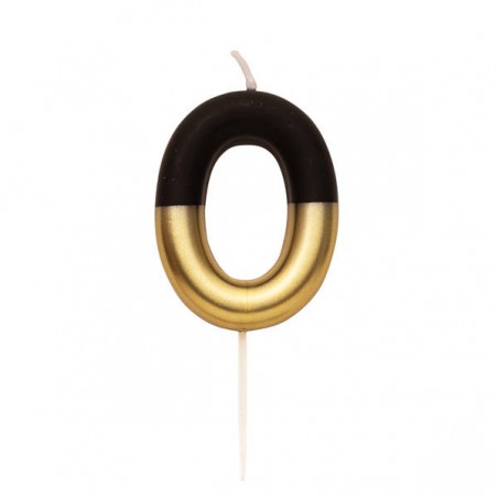 CANDELINA NUMERO 0 NERO/ORO 10,5cm