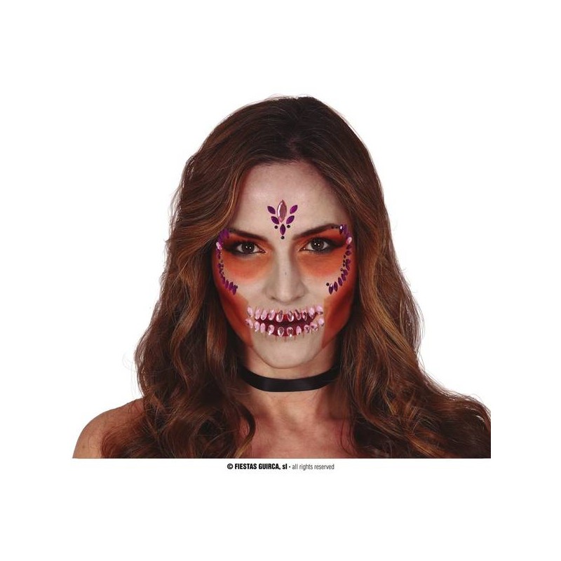 GIOIELLI ADESIVI DA VISO TESCHIO LILLA