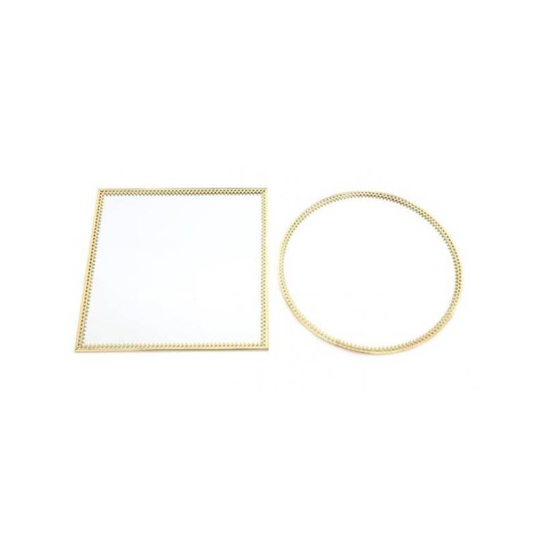 SPECCHIO CON BORDO IN METALLO ORO LARGE 2ass.ti