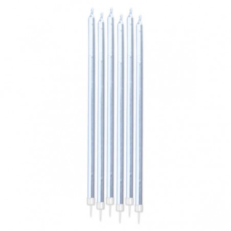 CANDELINE MATITE PERLATE ARGENTO 15cm + SUPP. 6pz