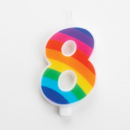 CANDELINA NUMERO 8 SCINTILLANTI RAINBOW 9,5cm