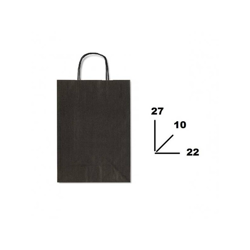 BORSA CARTA COLOR MIS.22+10x27cm NERO 798