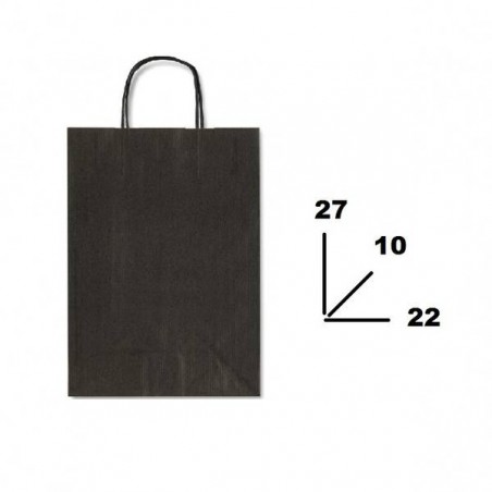 BORSA CARTA COLOR MIS.22+10x27cm NERO 798
