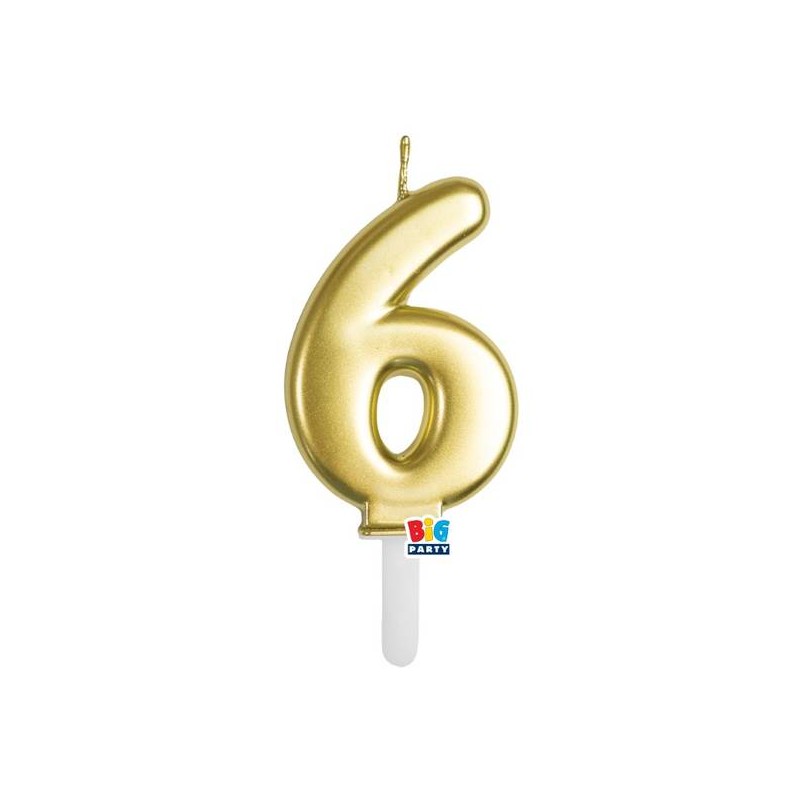 CANDELINA NUMERO 6 TINY PLUMP ORO METAL 7cm