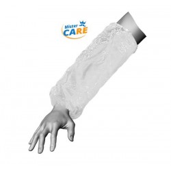 Mr.Care - MANICOTTO LDPE C/ELASTICI CUCITI 18my BIANCO 100pz